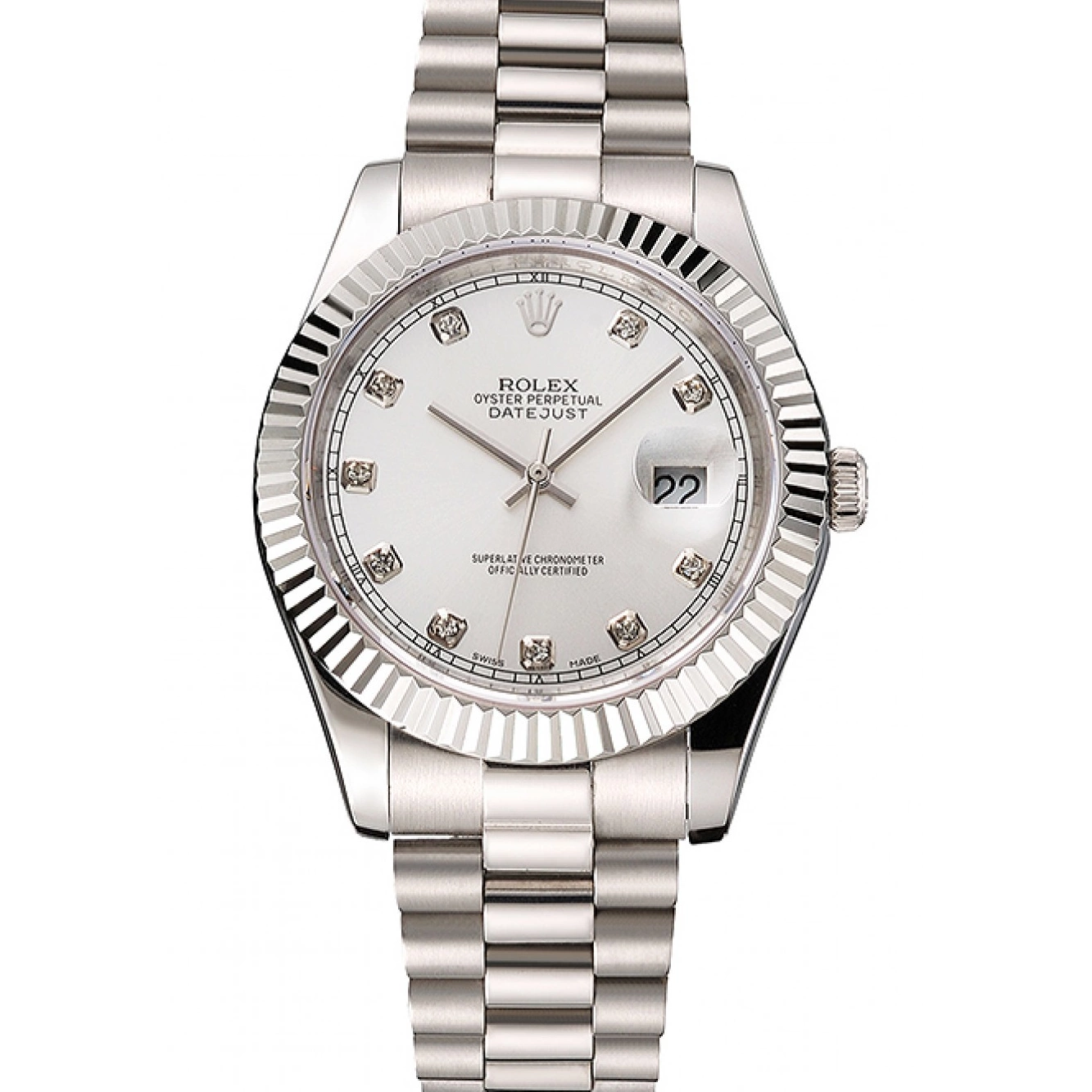 Good Copy Rolex Watches Case Stainless And Dial Silver Bracelet Rolex Datejust Swiss Steel 0208