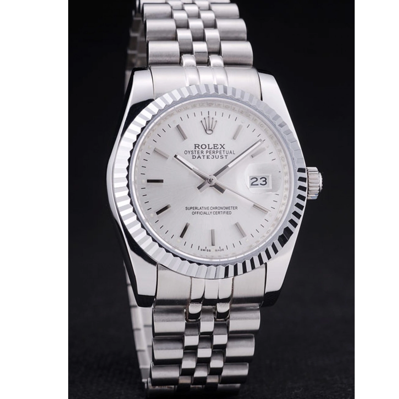 Best AAA Replica Sites Rolex Bezel 7457 Ribbed Silver Datejust Dial 0213