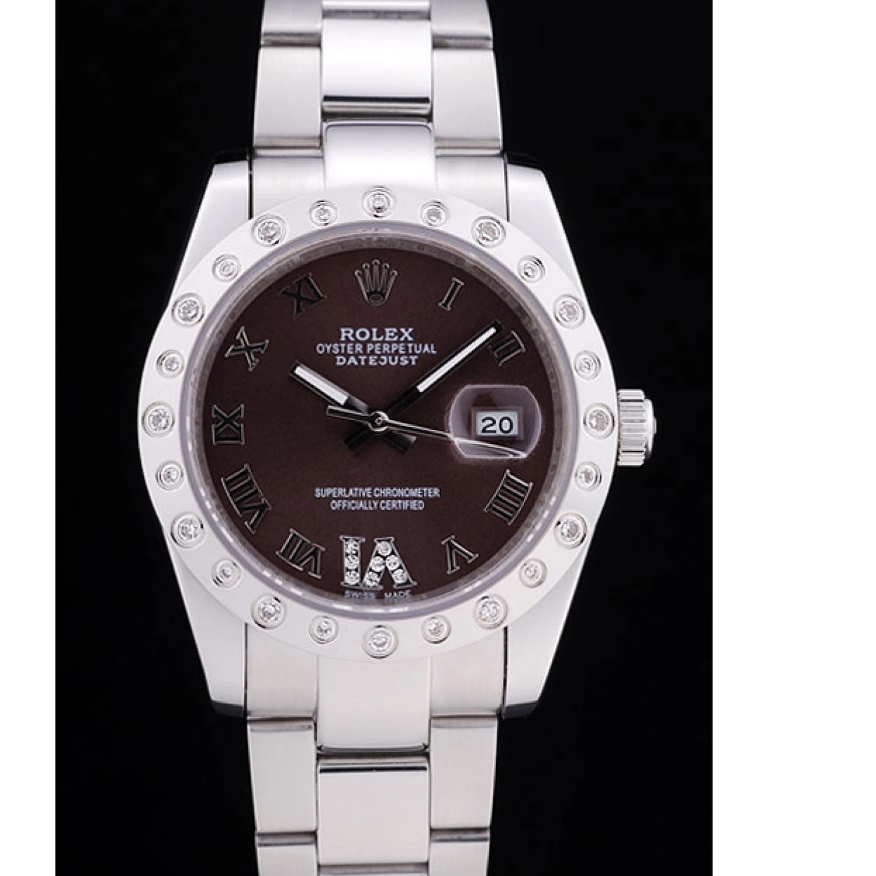 Best AAA Replica Sites 7466 Diamond Rolex Bezel Brown Datejust Dial 0224