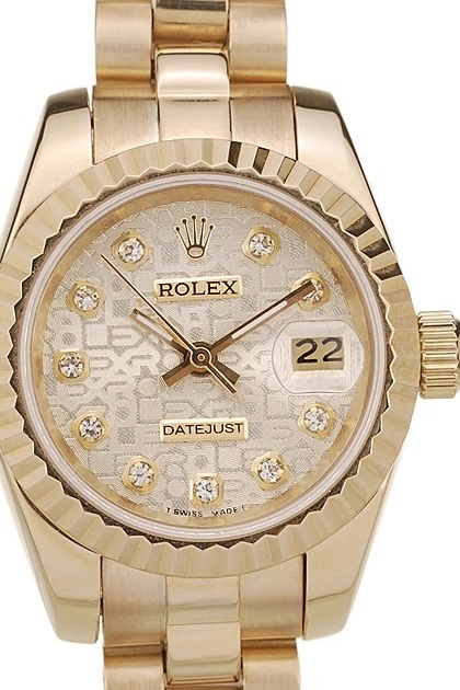 Good Copy Rolex Watches Ribbed Dial Gold Bezel Gold Rolex Pattern DateJust 0215