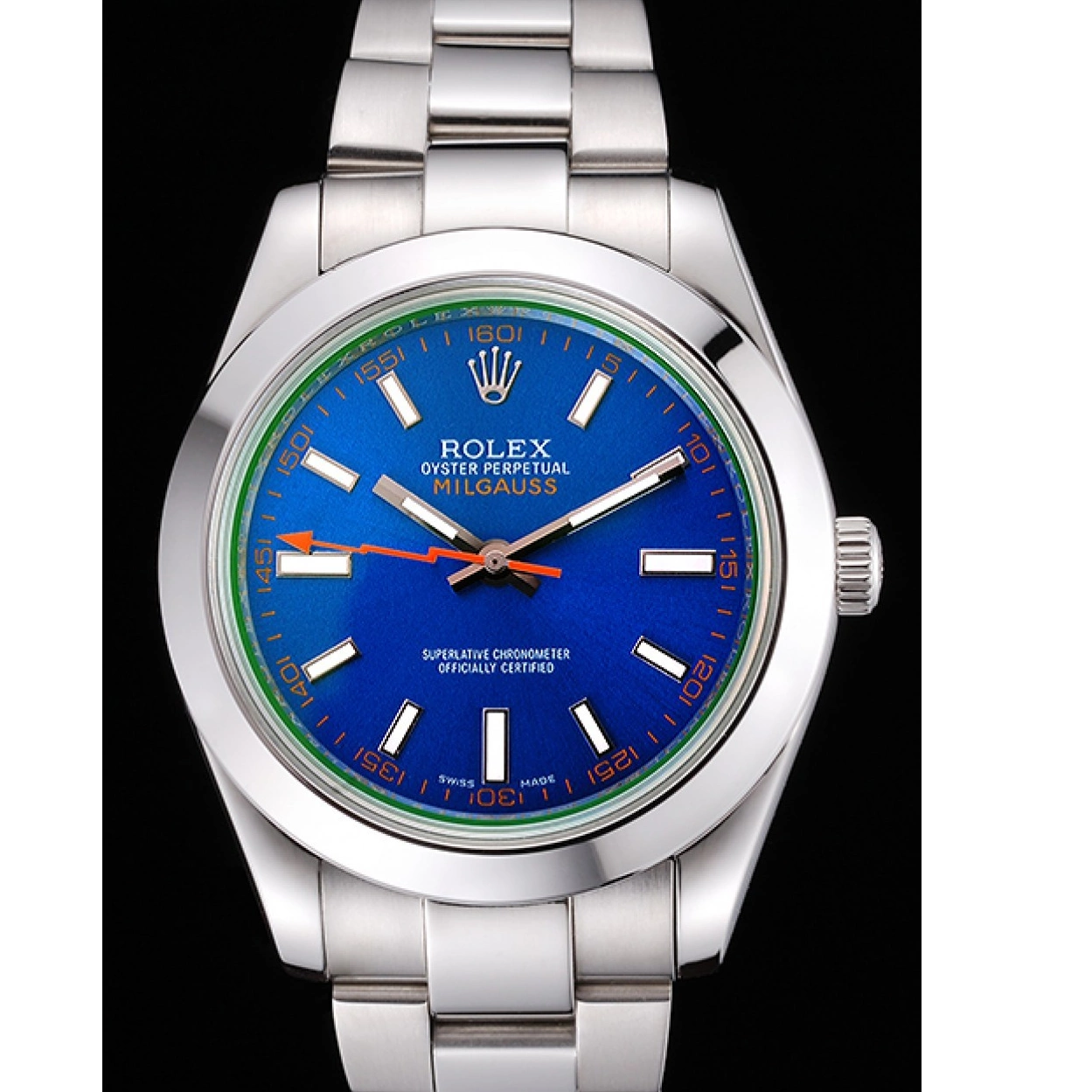 AAA Replica Watches Rolex Dial And Stainless Blue Case Bezel 622838 Steel Milgauss 0222