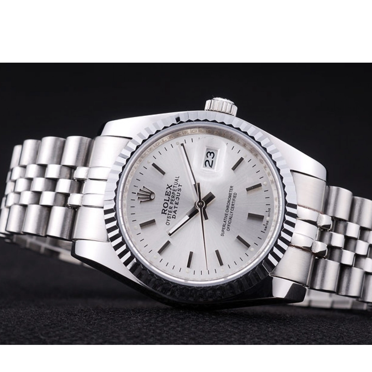 Best AAA Replica Sites Rolex Ribbed 7457 Dial Datejust Bezel Silver 0218