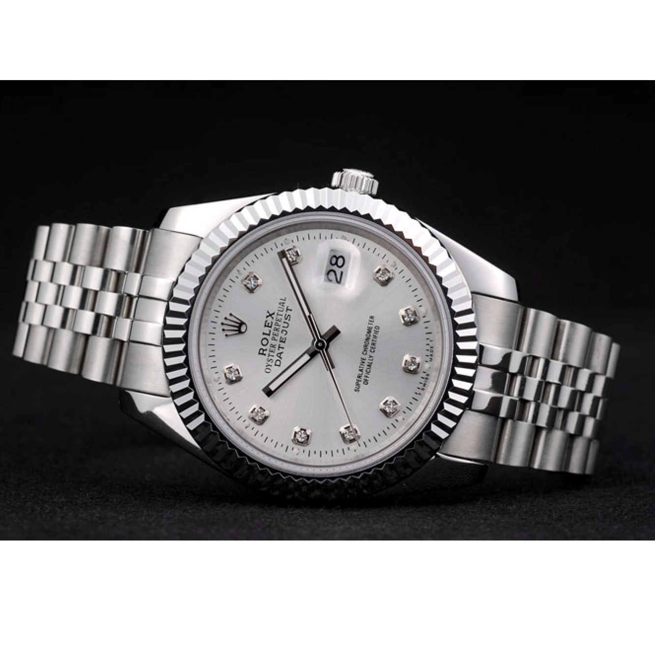 AAA Replica Watches 41977 Silver DateJust Steel Rolex Bezel Ribbed Dial Stainless 0218