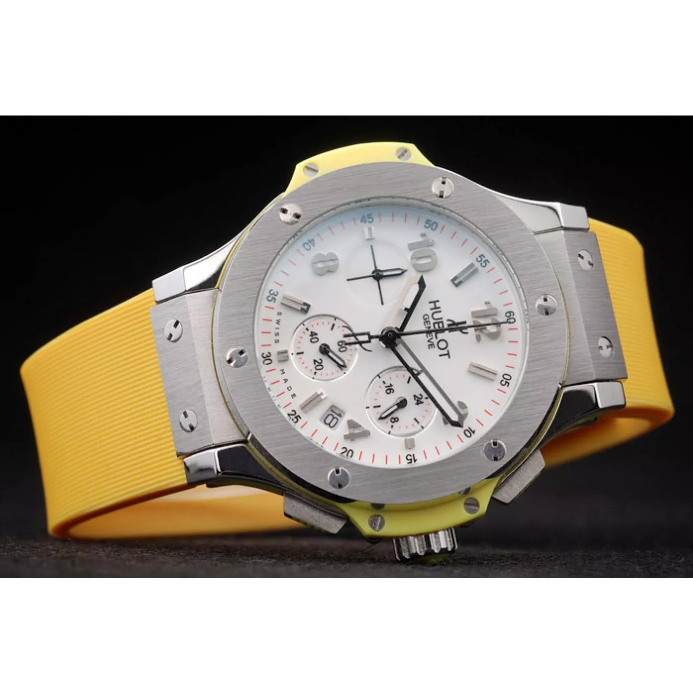 AAA Replica Watches Hublot Big Bang Yellow Strap White Dial Watch 98071 0203