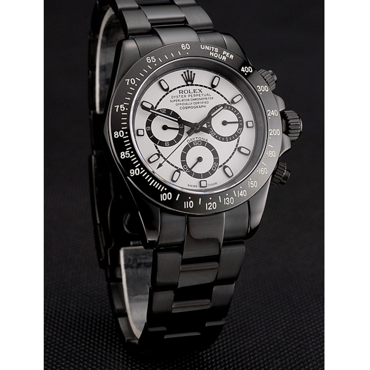 Best AAA Replica Sites Bracelet White Midnight Black Rolex Daytona Steel Dial Staineless 1454021 0215