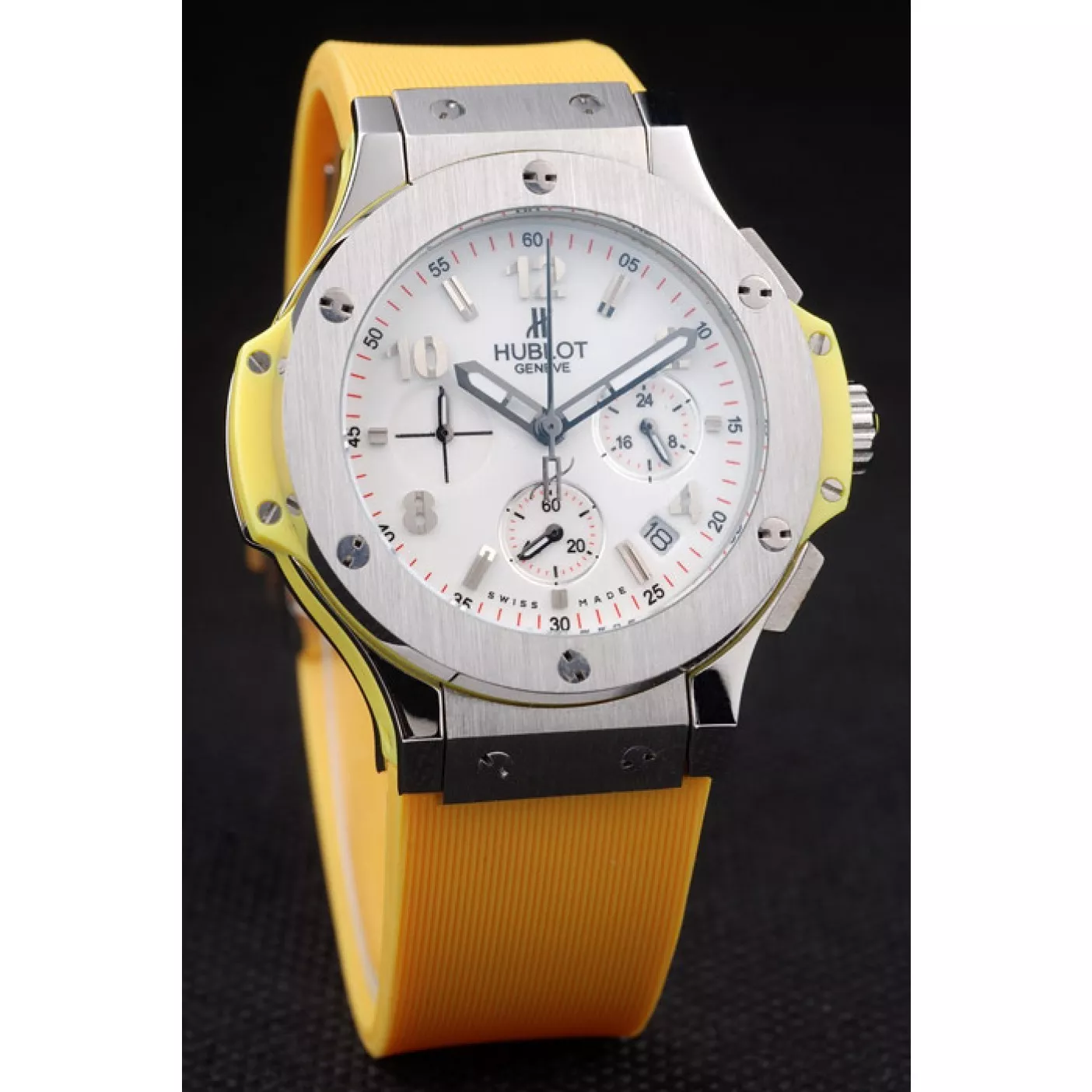 AAA Replica Watches Hublot Big Bang Yellow Strap White Dial Watch 98071 0203