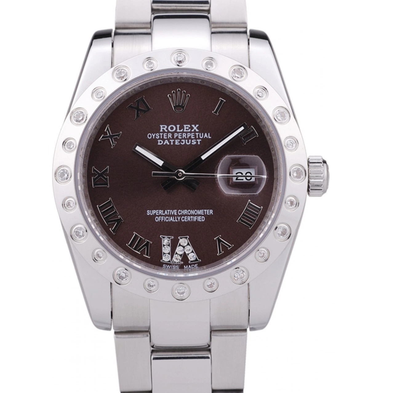 Best AAA Replica Sites 7466 Diamond Rolex Bezel Brown Datejust Dial 0224