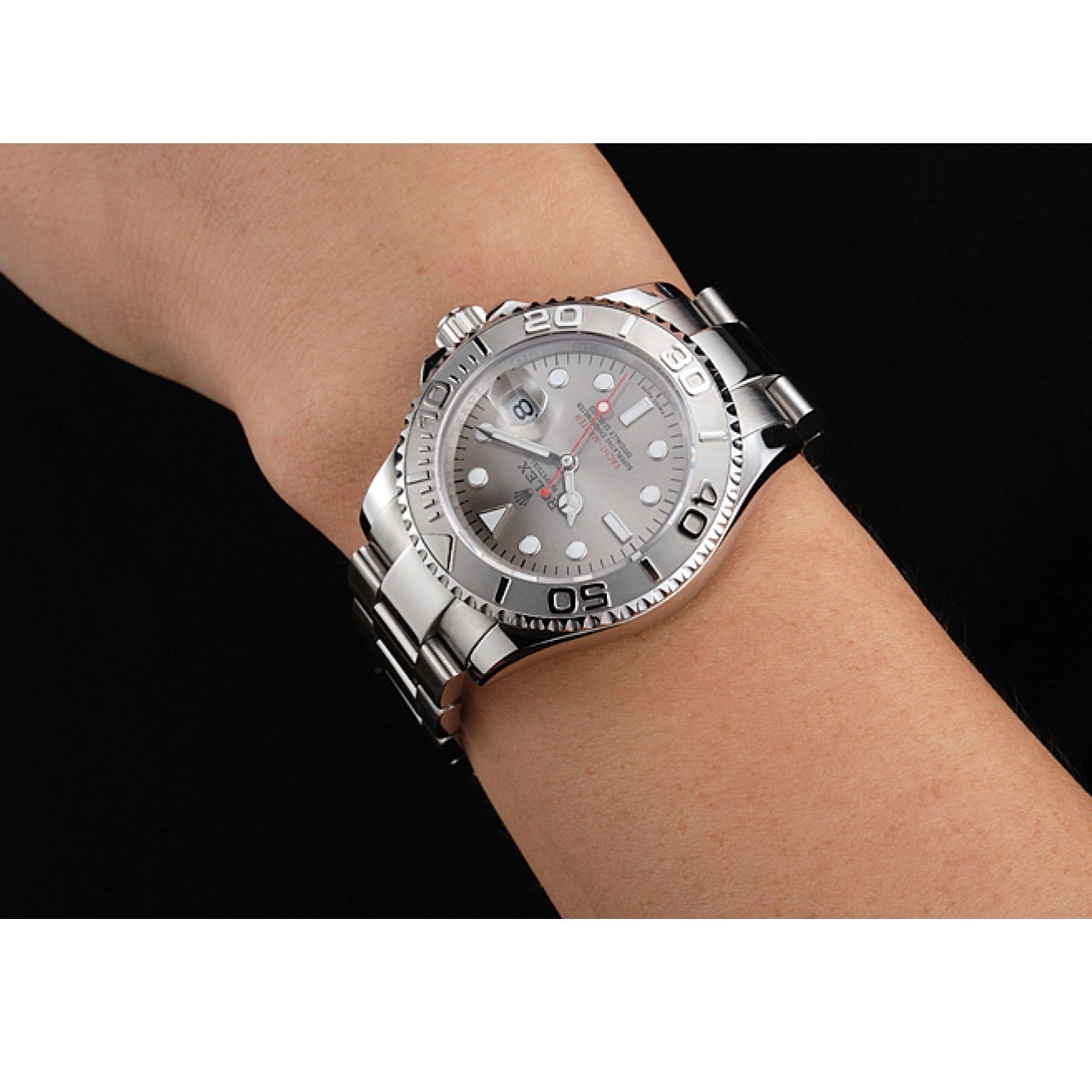 Best AAA Replica Sites Rolex Dial Stainless And Swiss Yacht-Master Gray Bracelet Steel Case 0215