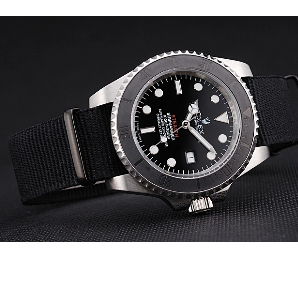 Best AAA Replica Sites Fabric Rolex Submariner MK Band Black rl424 STEALTH 621386 IV 0216