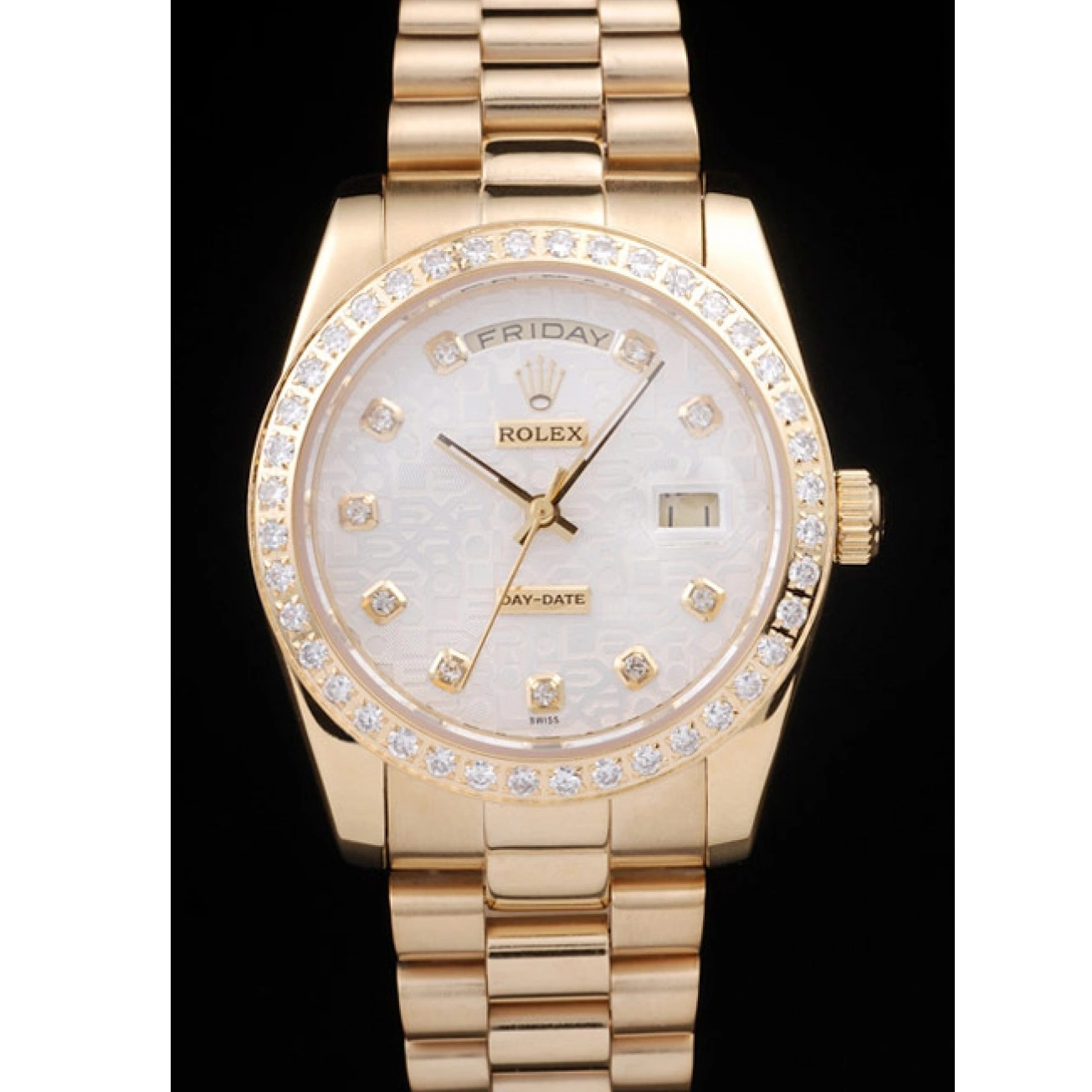 Best AAA Replica Sites Plated 18k Rolex Dial Steel Day-Date Stainless White Gold Yellow 0218